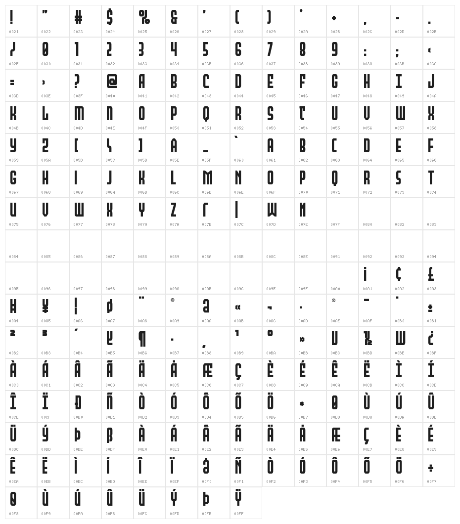 Peace & Houston Semi-Bold Character Map