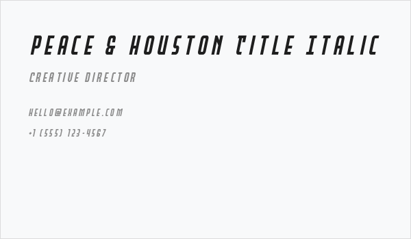 Peace & Houston Title Italic Business Card