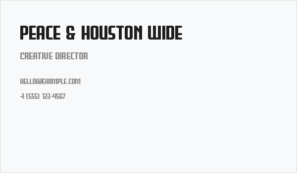 Peace & Houston Wide Business Card