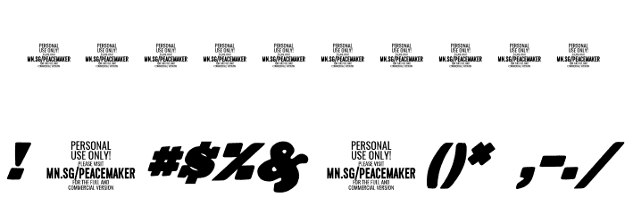 Peacemaker Black PERSONAL USE Italic Font OTHER CHARS