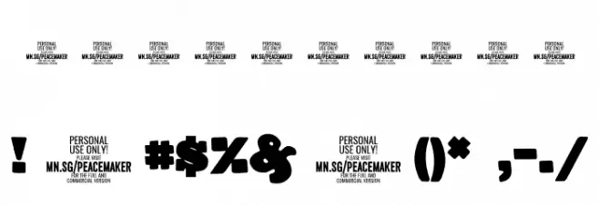 Peacemaker Black PERSONAL USE Regular Font OTHER CHARS