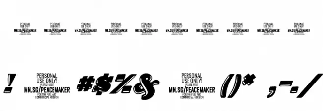 Peacemaker PERSONAL Italic Font OTHER CHARS