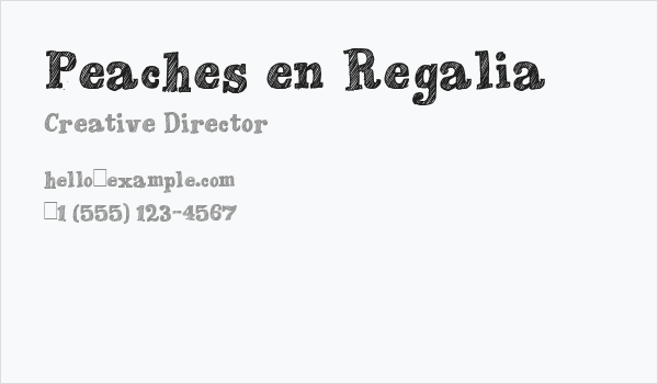 Peaches en Regalia Business Card