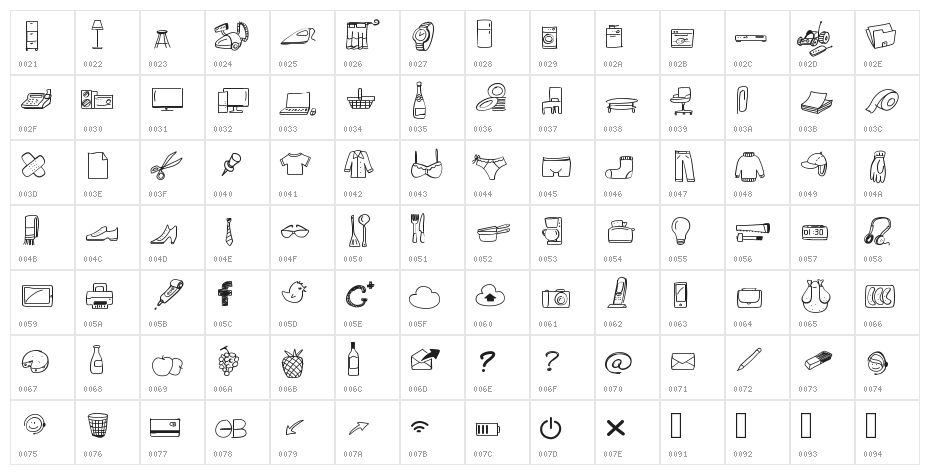 PeaxWebdesignFreeIcons Character Map