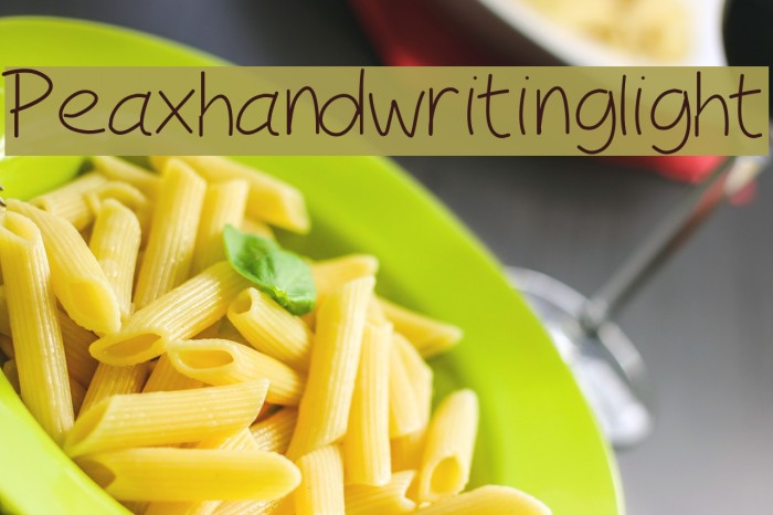 Peaxhandwritinglight Font examples
