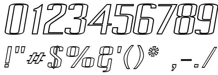 Pecot Outline Oblique Шрифта ДРУГИЕ символов