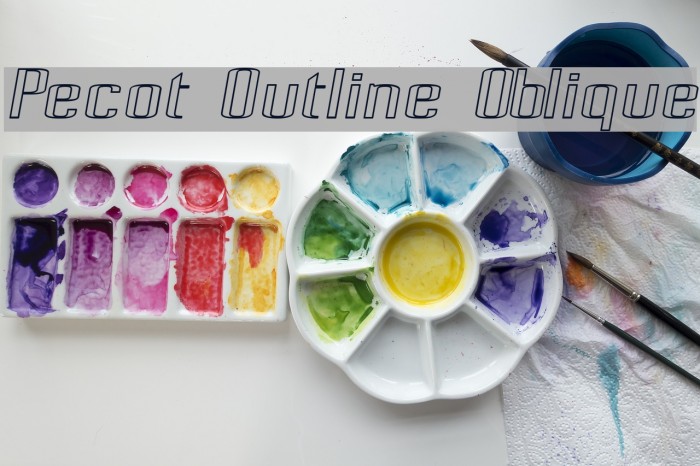 Pecot Outline Oblique Шрифта examples