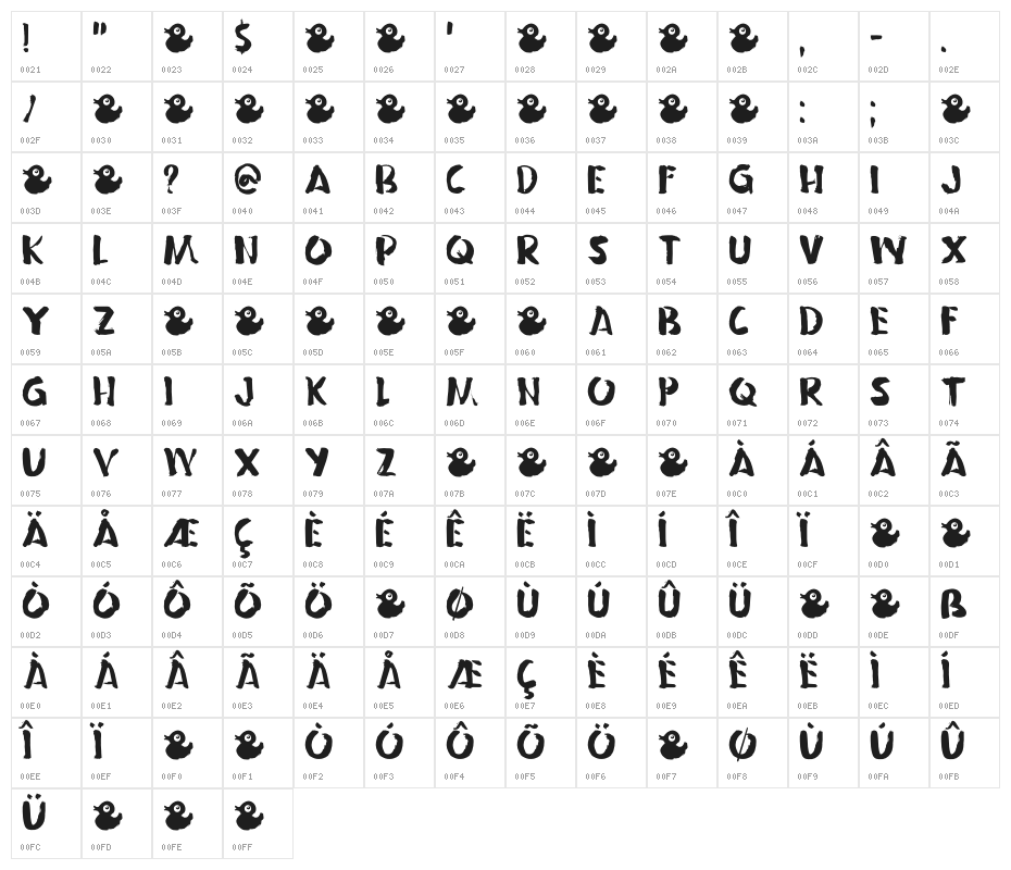 Peking Duck DEMO Regular Character Map