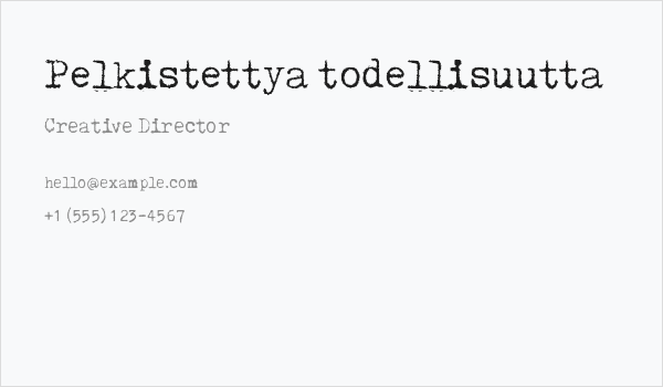 Pelkistettya todellisuutta Business Card