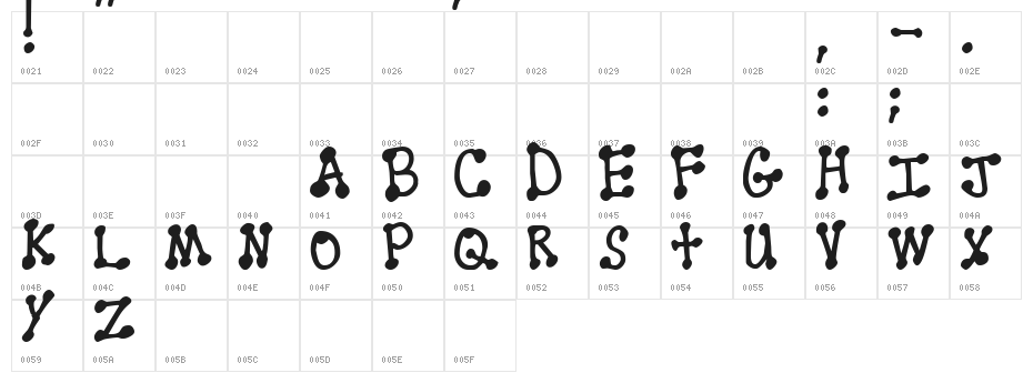 PenStitching Normal Character Map