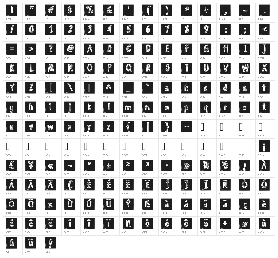 Penbytes_tile Regular Character Map
