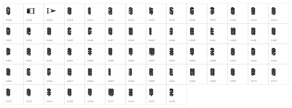 Pencil Filled Regular Character Map