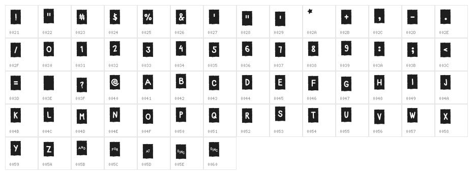 PencilBox Character Map