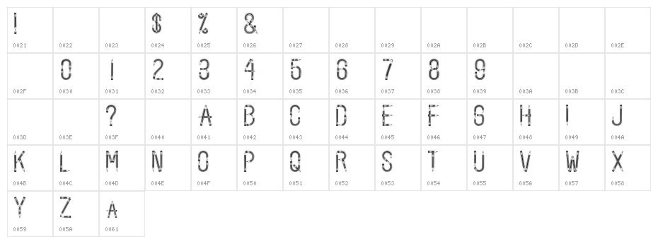 Pencilled Character Map