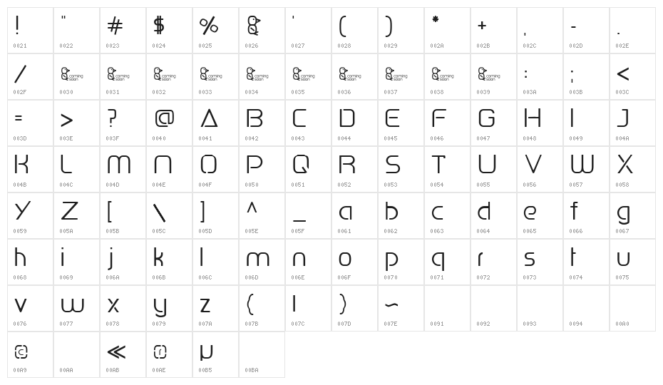 Penguin Sans Character Map