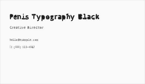 Penis Typography Black Business Card