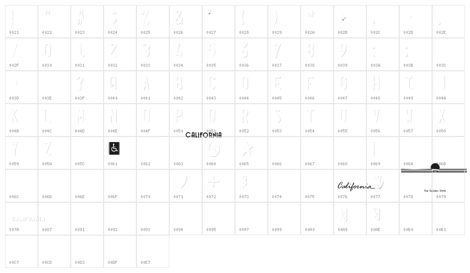 Penitentiary Gothic Shadow Character Map