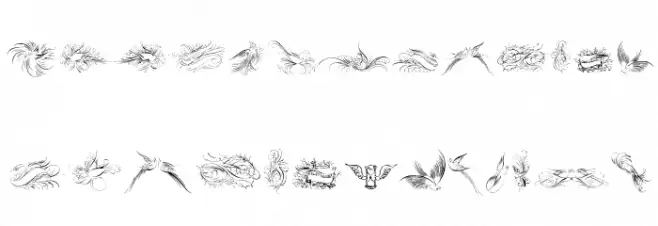 Penmanship Birds and Ornaments Free Schriftart Groß