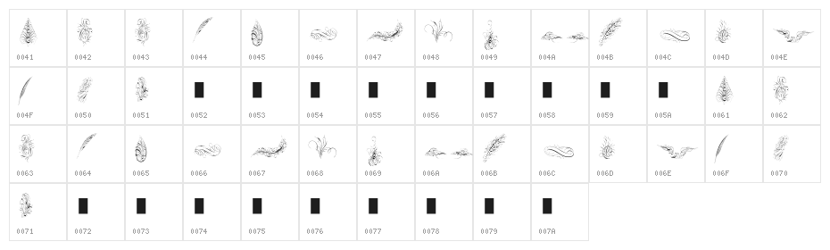 PenmanshipFeathers Character Map