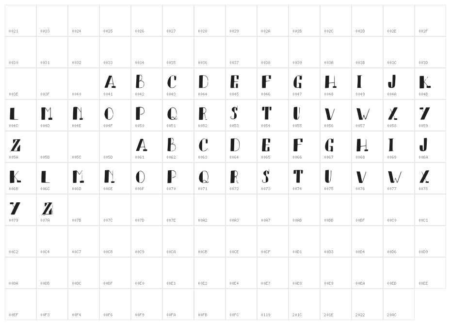 PennAvenue-Regular Character Map