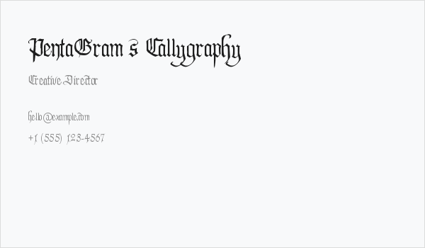 PentaGram s Callygraphy Business Card
