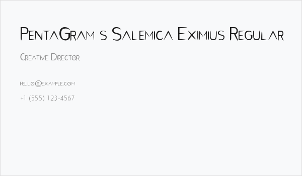 PentaGram s Salemica Eximius Regular Business Card