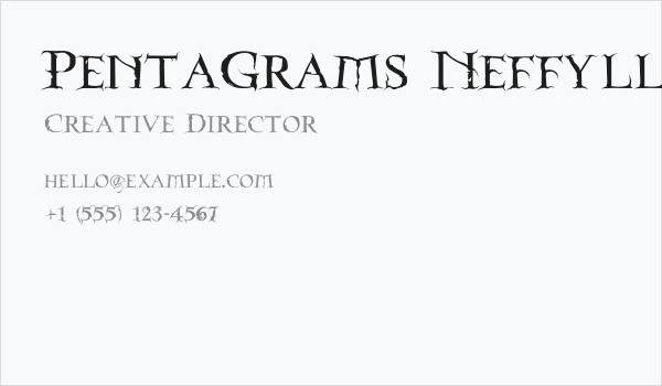 PentaGrams Neffyllim Regular Business Card