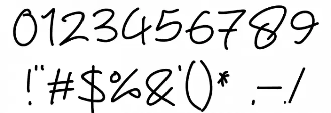 Pentol Handwriting Font OTHER CHARS