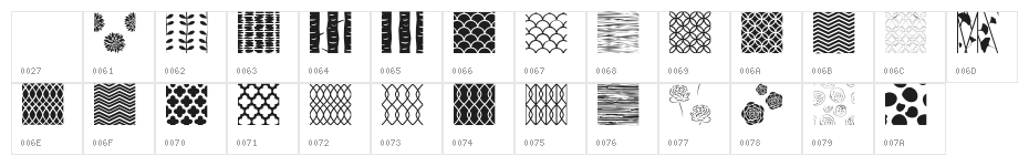 PeoniPatterns Character Map