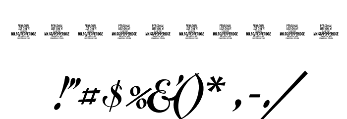 Pepperidge Script PERSONAL Regular Font OTHER CHARS