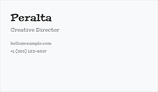 Peralta Business Card
