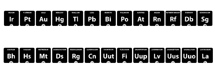Periodic Table of Elements Font LOWERCASE