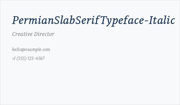 PermianSlabSerifTypeface-Italic Business Card