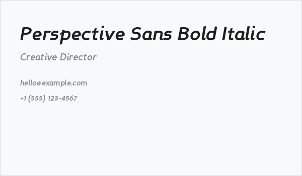 Perspective Sans Bold Italic Business Card