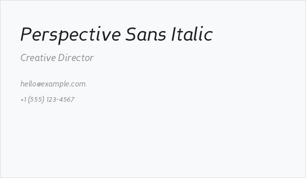 Perspective Sans Italic Business Card