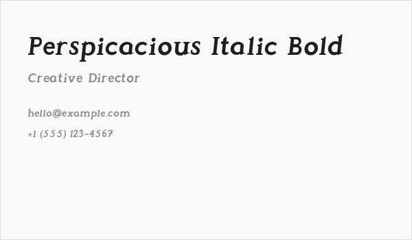 Perspicacious Italic Bold Business Card