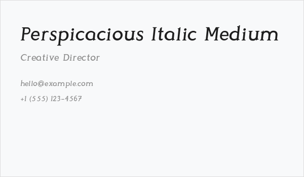 Perspicacious Italic Medium Business Card
