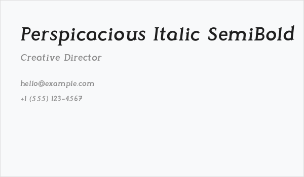 Perspicacious Italic SemiBold Business Card