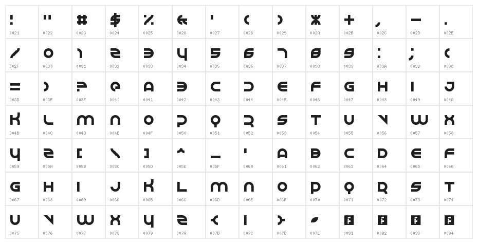 Perspire Regular Character Map