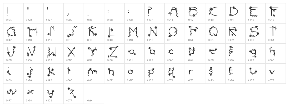 Petals And Vines Regular Character Map