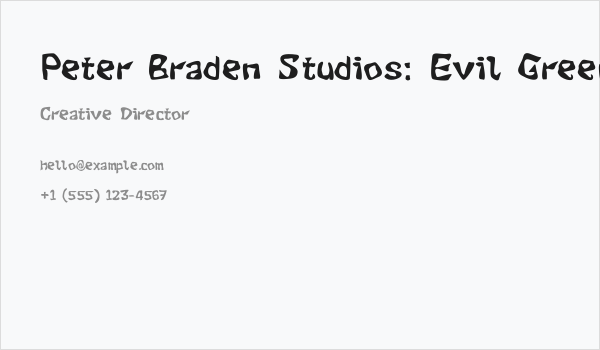 Peter Braden Studios: Evil Green Plant Business Card
