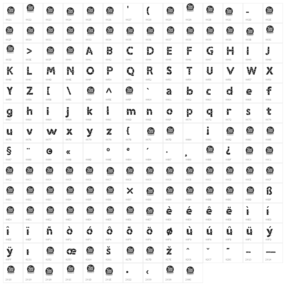 Pethuk Personal Use Character Map