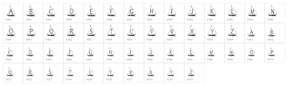 Petits Bateaux Character Map