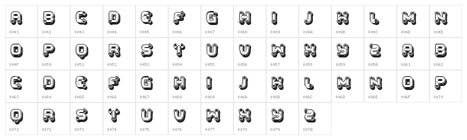 Peureux Hollow Extravagant Regular Character Map