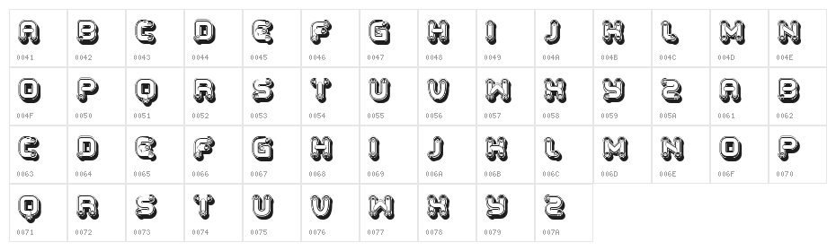 Peureux Hollow Regular Character Map