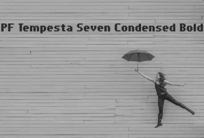 PF Tempesta Seven Condensed Bold Fonte examples