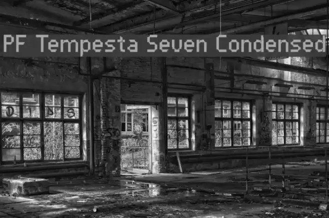 PF Tempesta Seven Condensed Шрифта examples