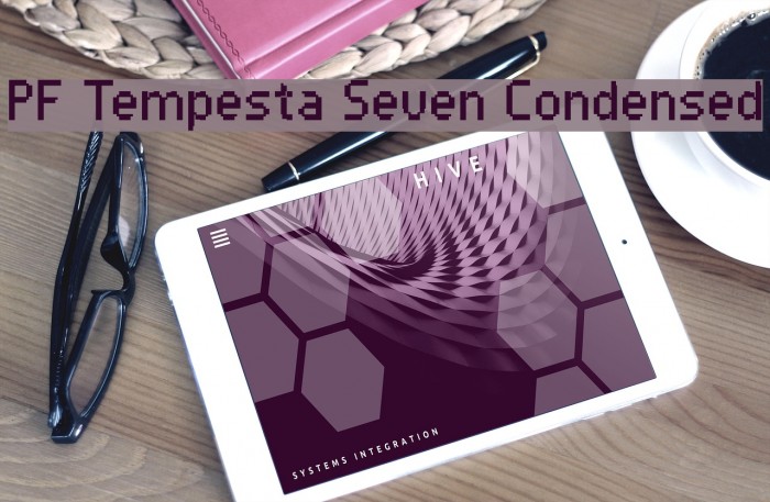 PF Tempesta Seven Condensed Шрифта examples