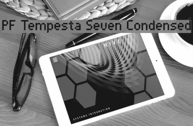 PF Tempesta Seven Condensed Шрифта examples