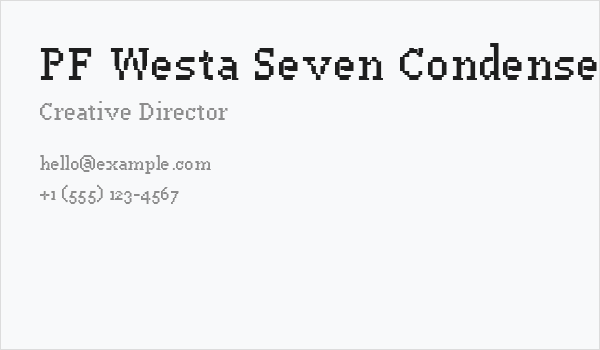 PF Westa Seven Condensed Business Card